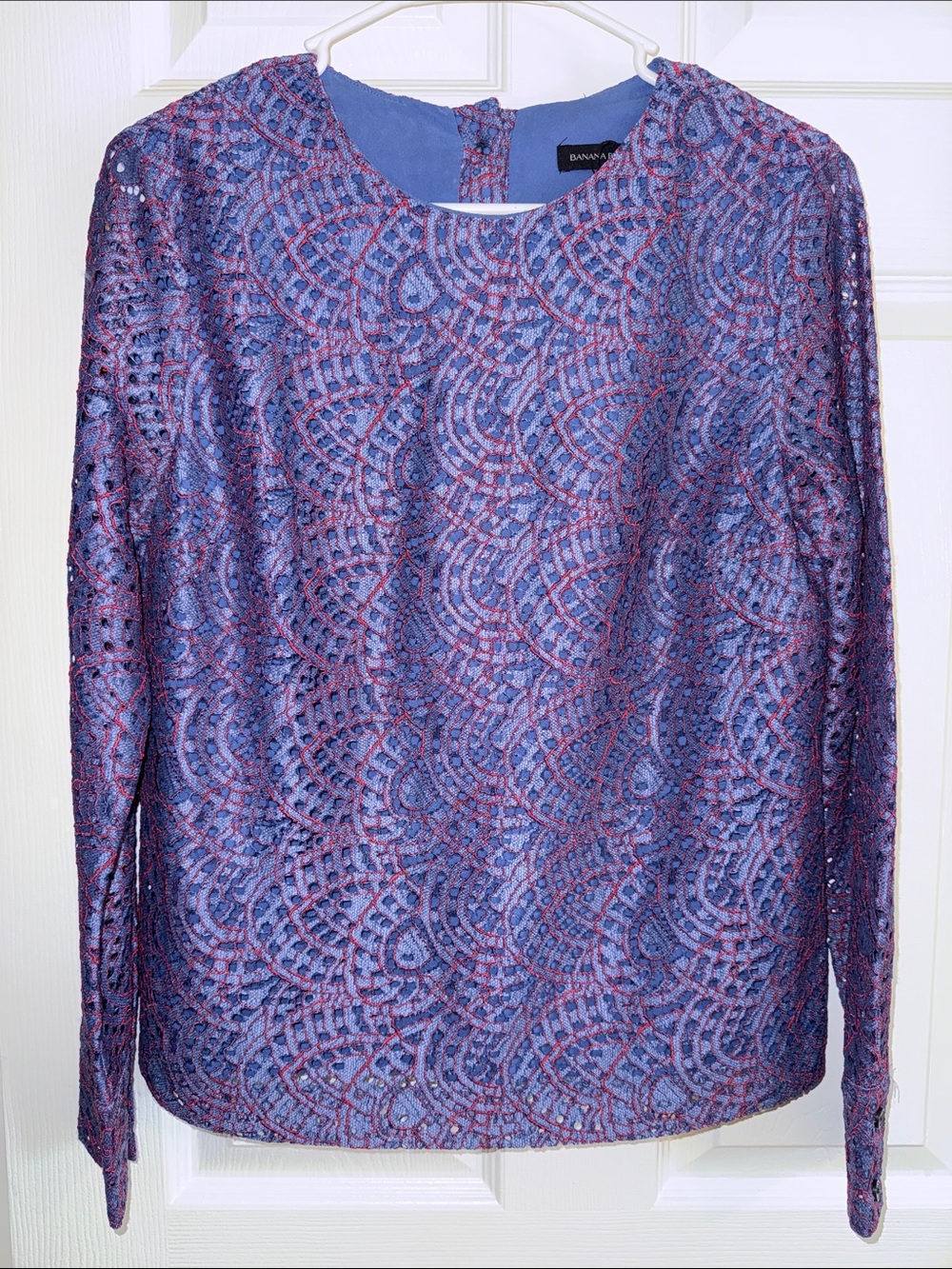 Banana Republic Lavender-Purple Lace Long Sleeve Top